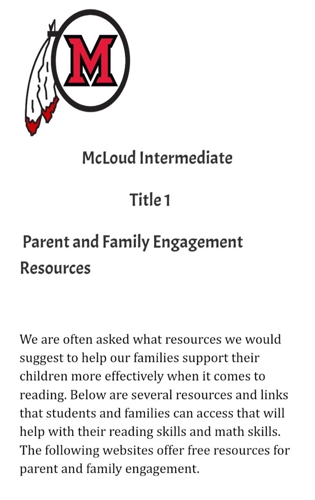 Intermediate Title 1 Reading and Math parent resources