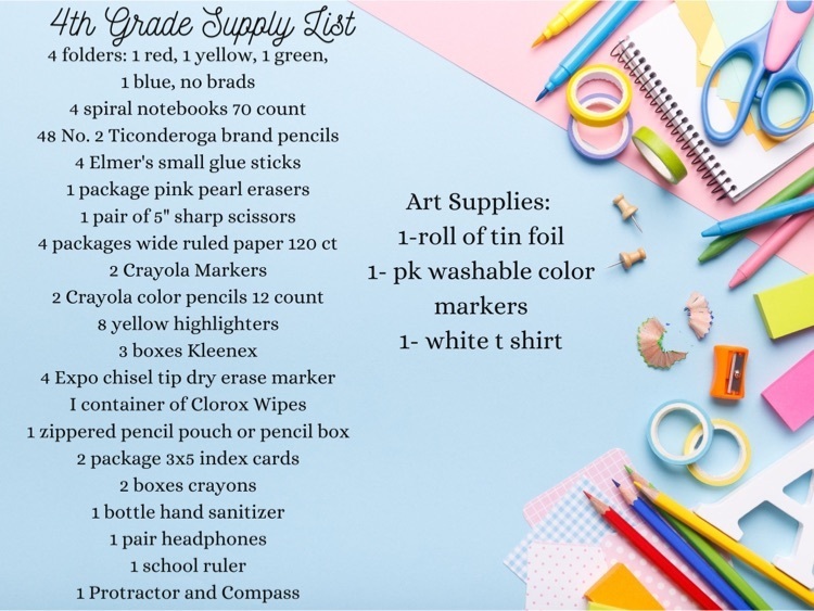 4th grade list