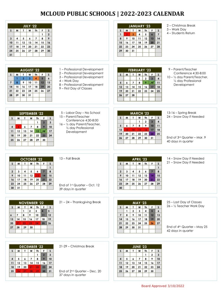 School calendar 